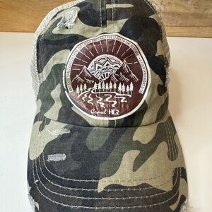 CrawlHER Camouflage Distressed Adjustable Pony Tail Trucker Hat